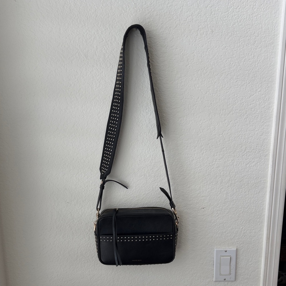 Anine bing Black Studded Crossbody Bag